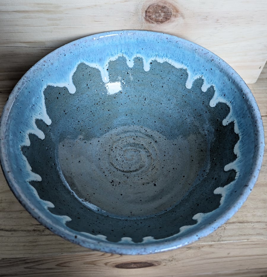 Large Scandi blue drippy bowl