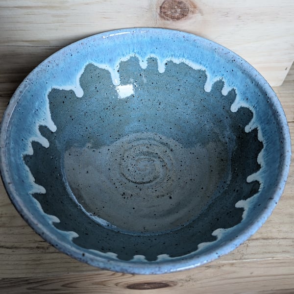 Large Scandi blue drippy bowl