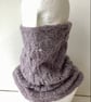 Cowl, Snood, Neckwarmer, Handspun, Knitted, Supersoft, Lacy, Grey, Merino Wool - Image 1