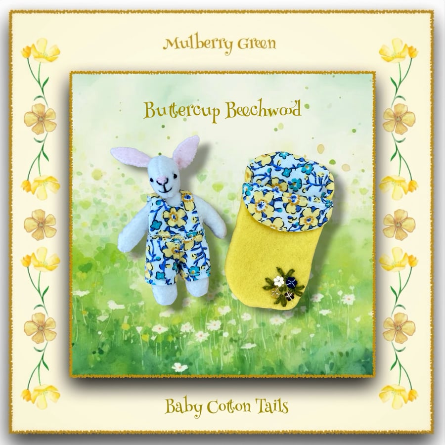 Reserved for Carol - Buttercup Beechwood - A Baby Cotton Tail in a Sleeping Bag
