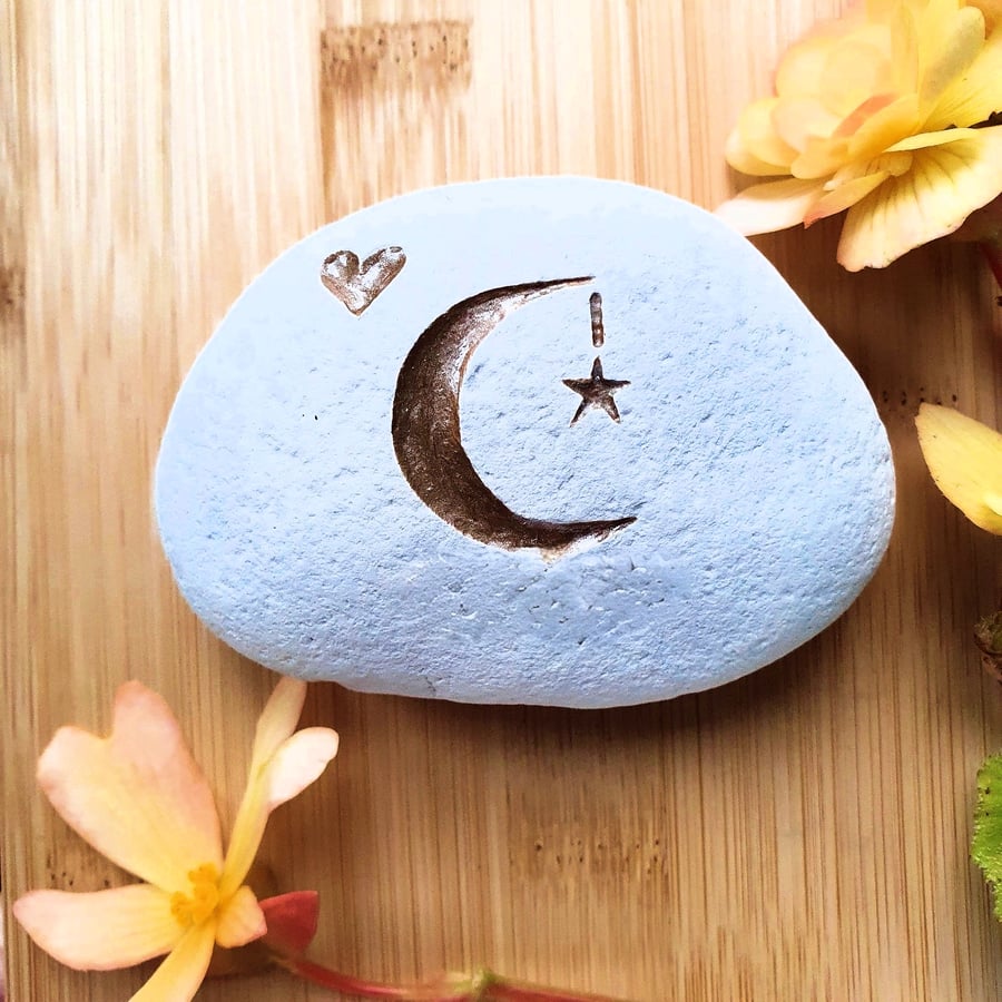 Heart Moon Star Stone Bereavement Gift Thoughtful Memorial Gift Hand Carved