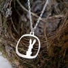 SALE  Silver Rabbit Necklace Woodland Forest Bunny Pendant