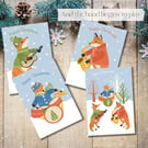 Christmas card pack blank cards fox  - christmas band