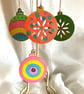 4 hand painted Christmas tree decorations