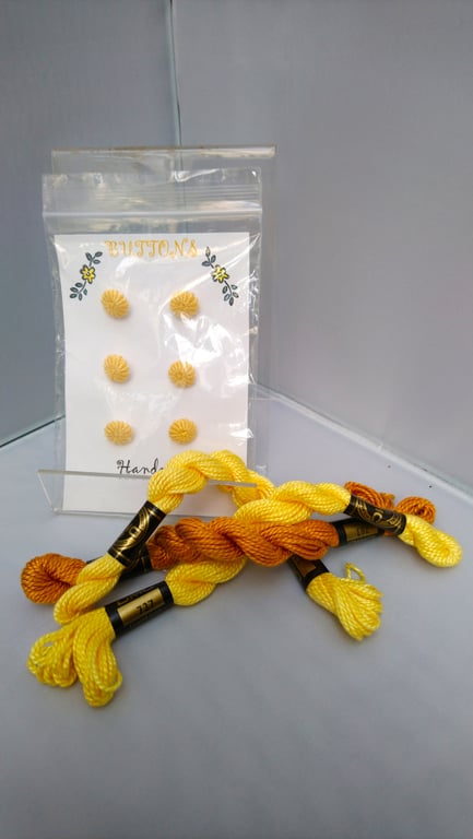 Buttons Handmade Embroidered Yorkshire Style set of 6