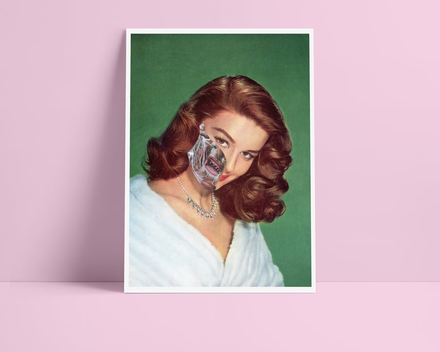 Hollywood Starlet Elaine - Anatomical Collage Portrait Print