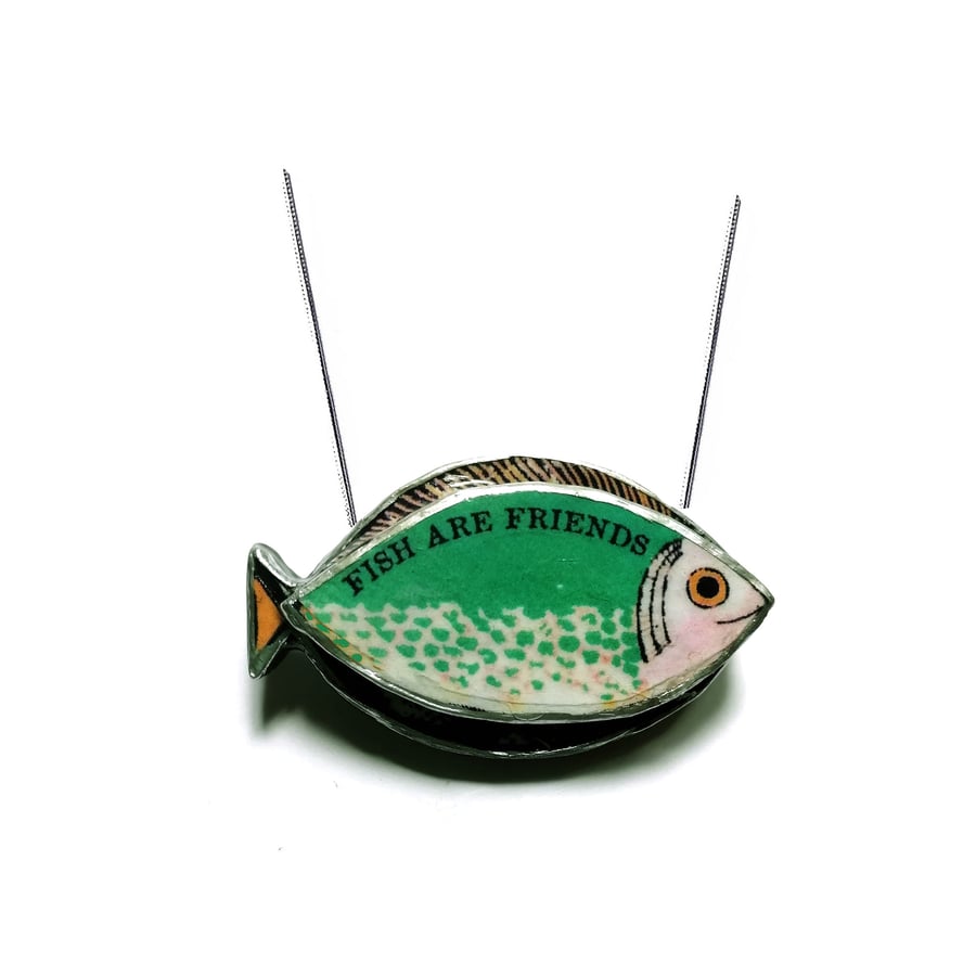 Wonderfully whimsical 'Fish are Friends' Resin Necklace by EllyMental 