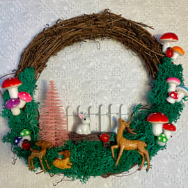 Woodland Wreath with Bambi, Mushrooms,Bunnies and Ladybirds