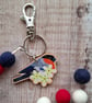 Bullfinch bird bag charm keyring - Image 3