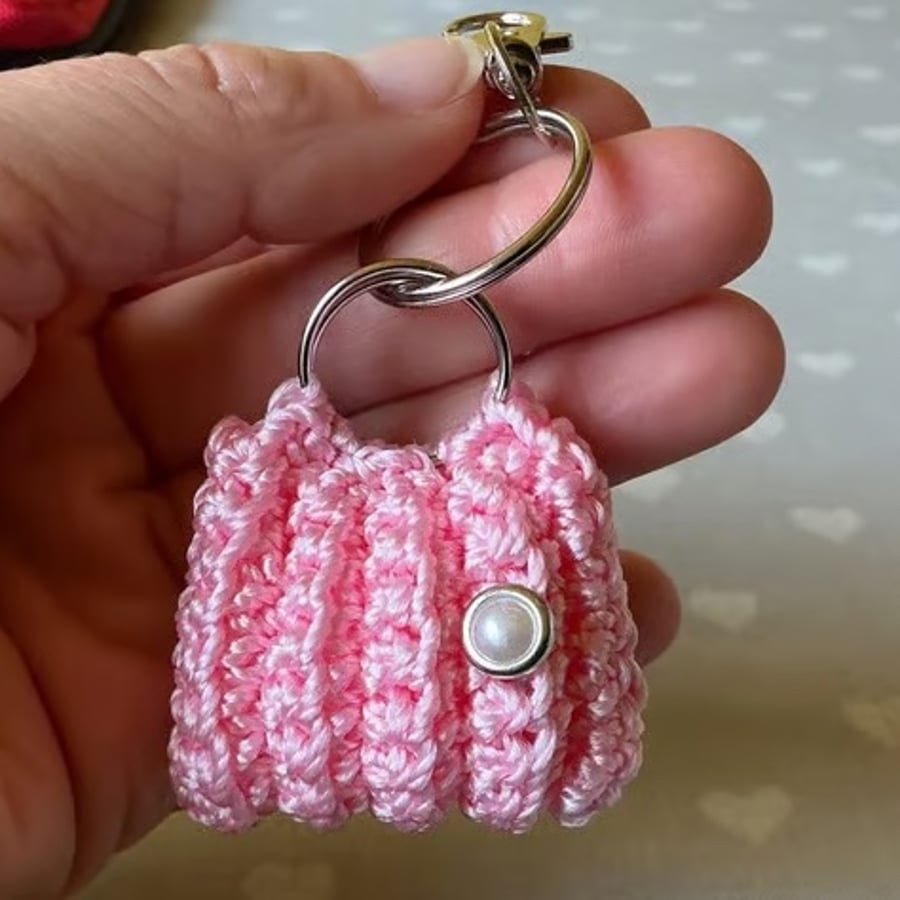 Crochet bag charm keyring