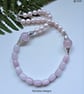 Designer Statement Natural Untreated Rose Quartz & Shell Pearl Necklace. - Image 4