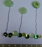 Pack of 3 Mini Blank Cards - Green Button Flowers and Sequins - Image 6