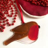 Fused Glass Robin Christmas Hanging Decoration