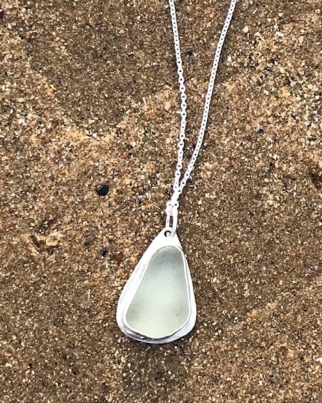 Handmade 925 Sterling Silver Pendant Necklace - Unique Jewellery with Sea Glass