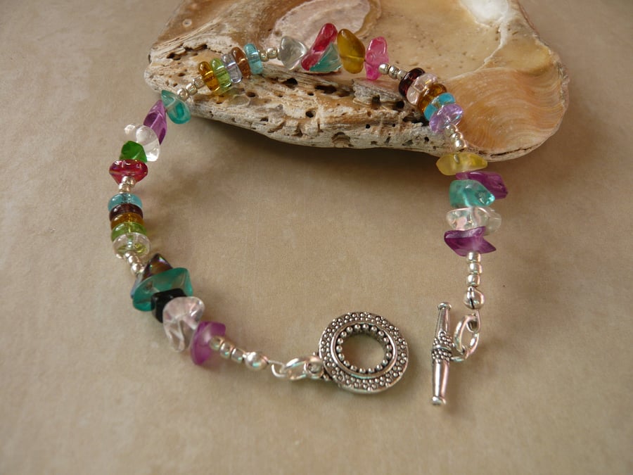 Colourful Glass Chip Bead Bracelet