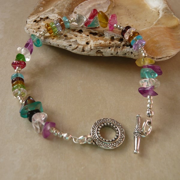 Colourful Glass Chip Bead Bracelet