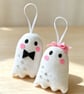Hand stitched Felt Ghost Couple ornaments  - Image 2