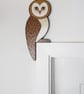 Barn owl door topper, hand painted wooden bird wall art, forest theme decor. - Image 5