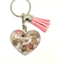 Seashell resin heart keyring