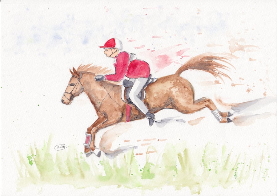 Horse and Rider. original painting - Folksy