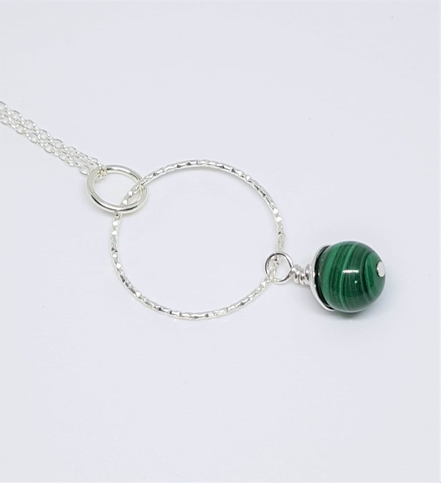 Malachite & Silver Ring Sterling Silver Gemstone Pendant
