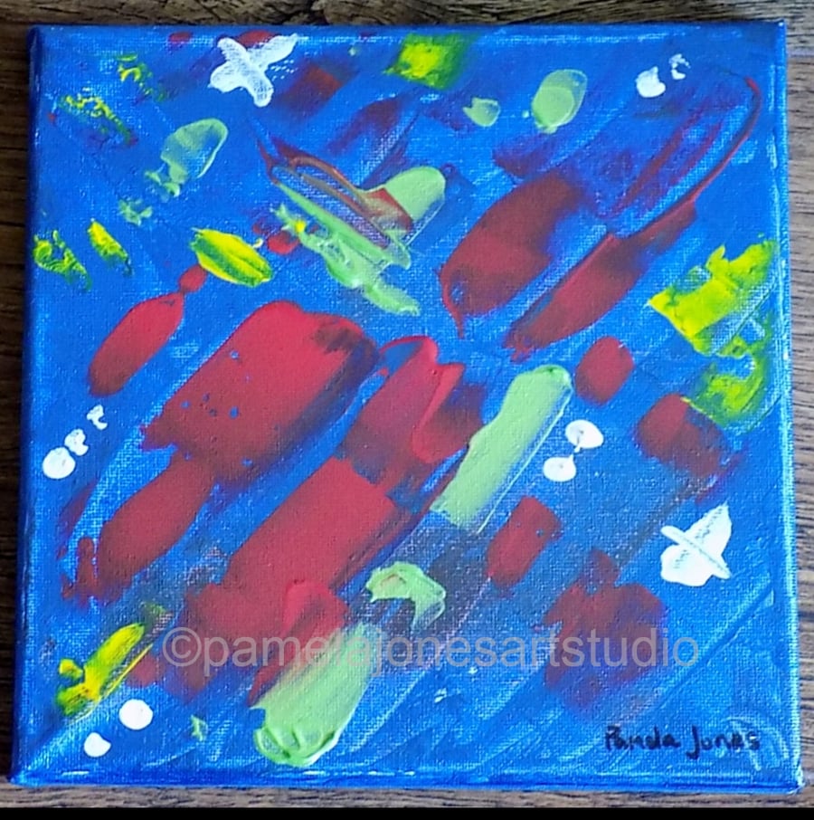 Abstract Acrylic Painting in 20 x 20 cm stretched canvas, Untitled