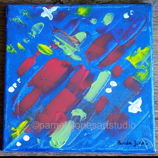 Abstract Acrylic Painting in 20 x 20 cm stretched canvas, Untitled