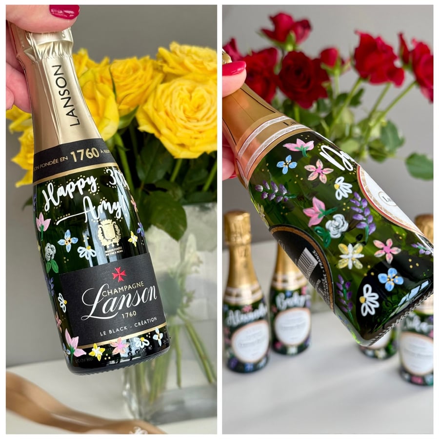 Personalised Birthday and Wedding Hand-Painted Bottle Decoration Service