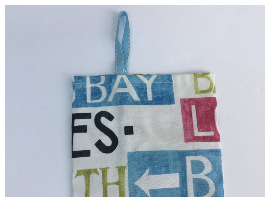 Cornwall words fabric carrier bag holder