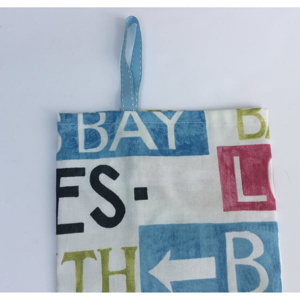 Cornwall words fabric carrier bag holder