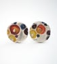 Tiny Round Enamel Silver Post Earrings - Image 2