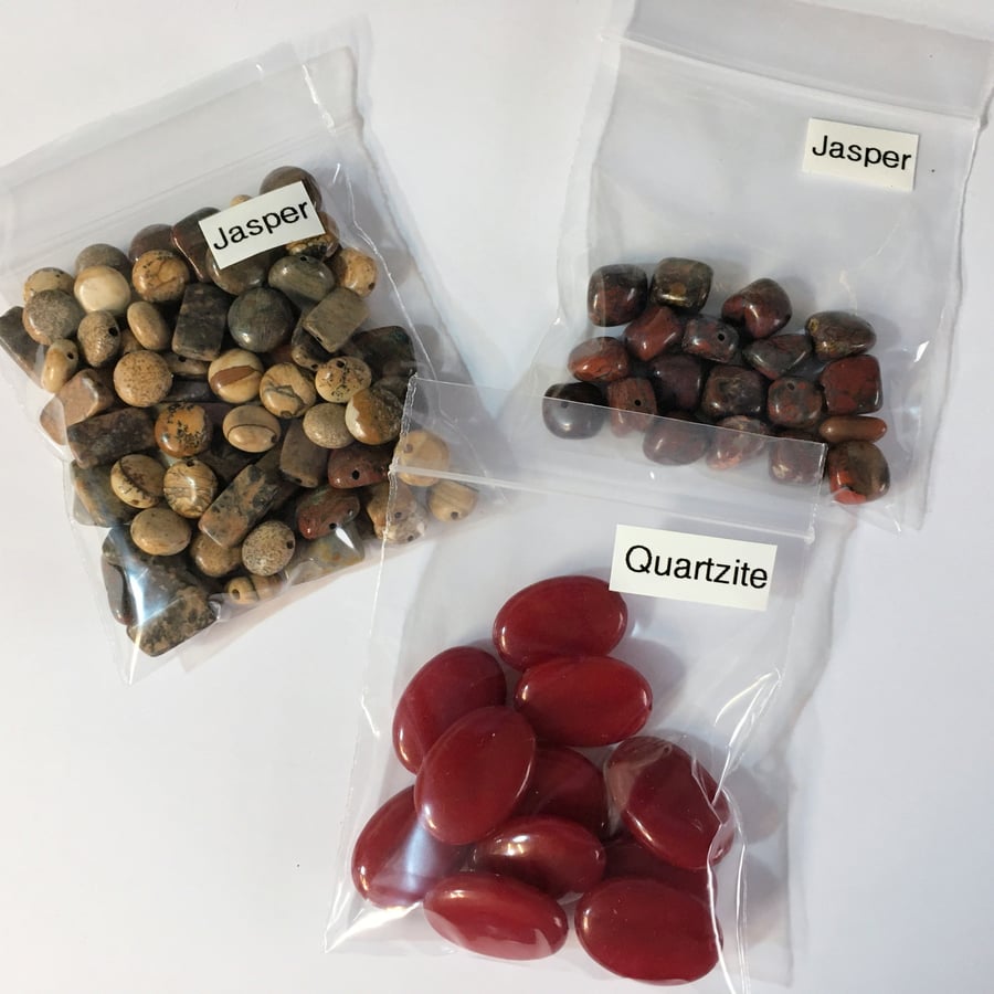Mixed Beads. Jasper and Red Quartzite