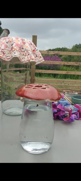 Ceramic Mushroom Flower Frog
