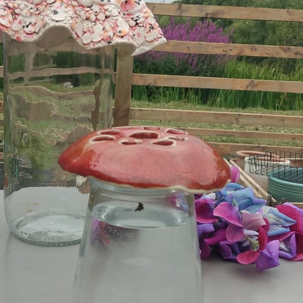 Ceramic Mushroom Flower Frog