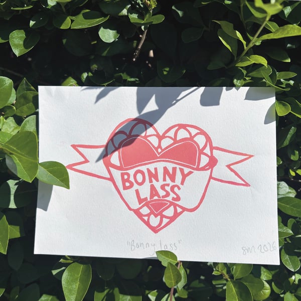 Bonny Lass Lino print