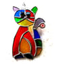 Cat Suncatcher Yellow Tum Stained Glass Rainbow Picasso Patchwork 023