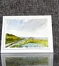 The Headland. Blank Card. Original Painting of Moor and Sea