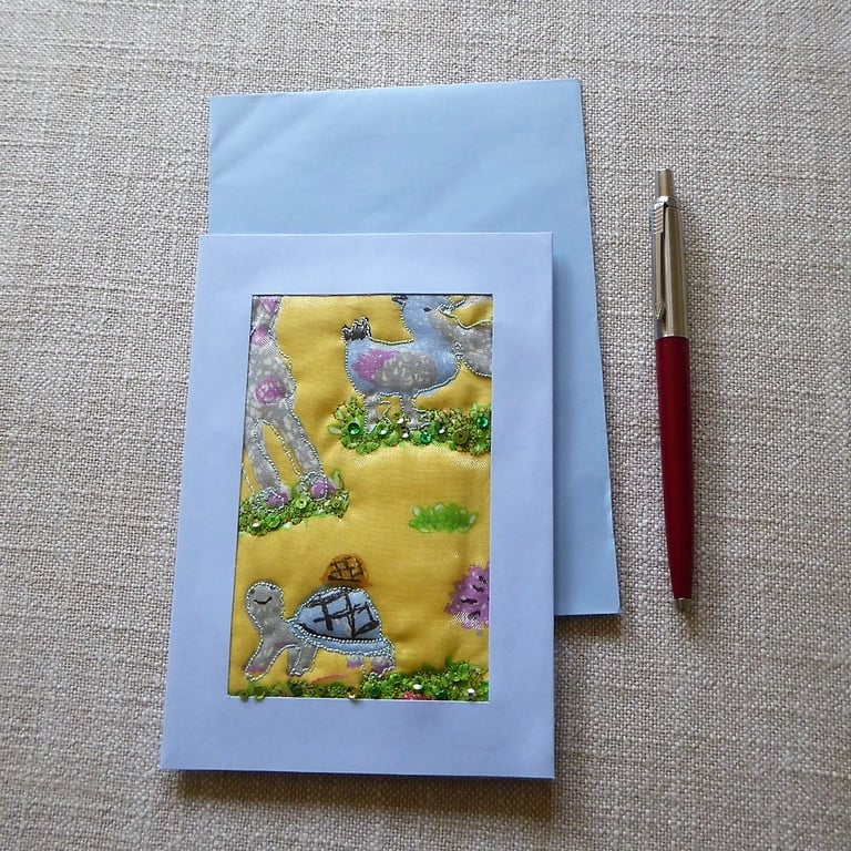 Individually Hand Crafted Textile Blank Card