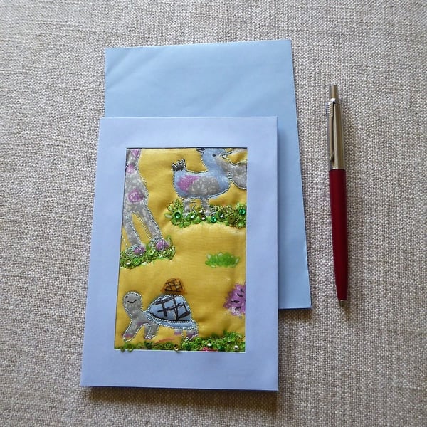 Individually Hand Crafted Textile Blank Card