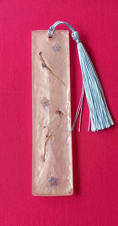 Bookmark for her him,Memorial gift,Forget me nots dried flowers bookmark English