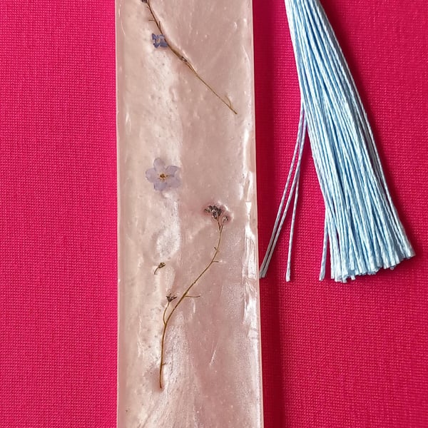 Bookmark for her him,Memorial gift,Forget me nots dried flowers bookmark English