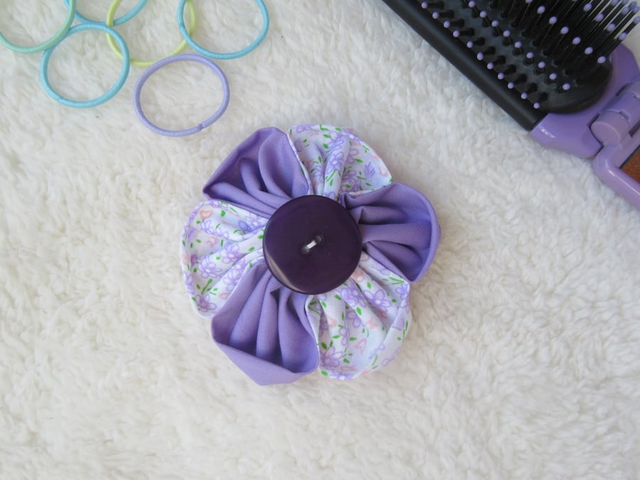 Flower hair clip, purple hair accessories 