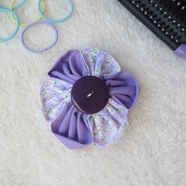 Flower hair clip, purple hair accessories 