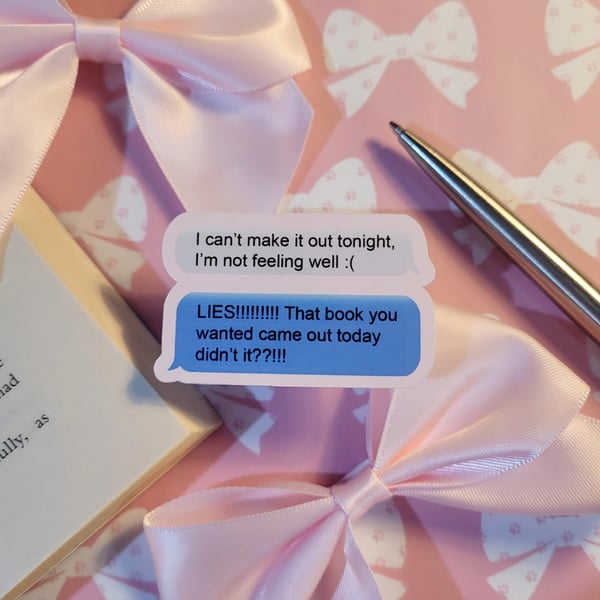 Funny text message exchange - Book Sticker