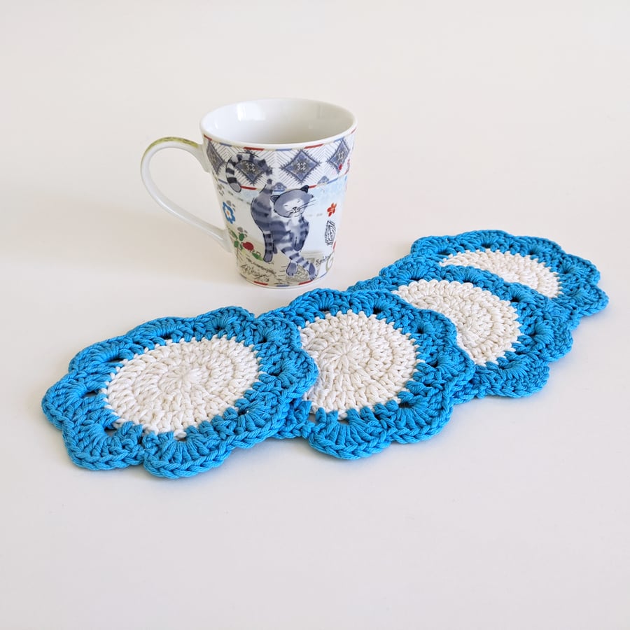 SALE - Drinks Coasters Mug Rugs - Set of four in Blue