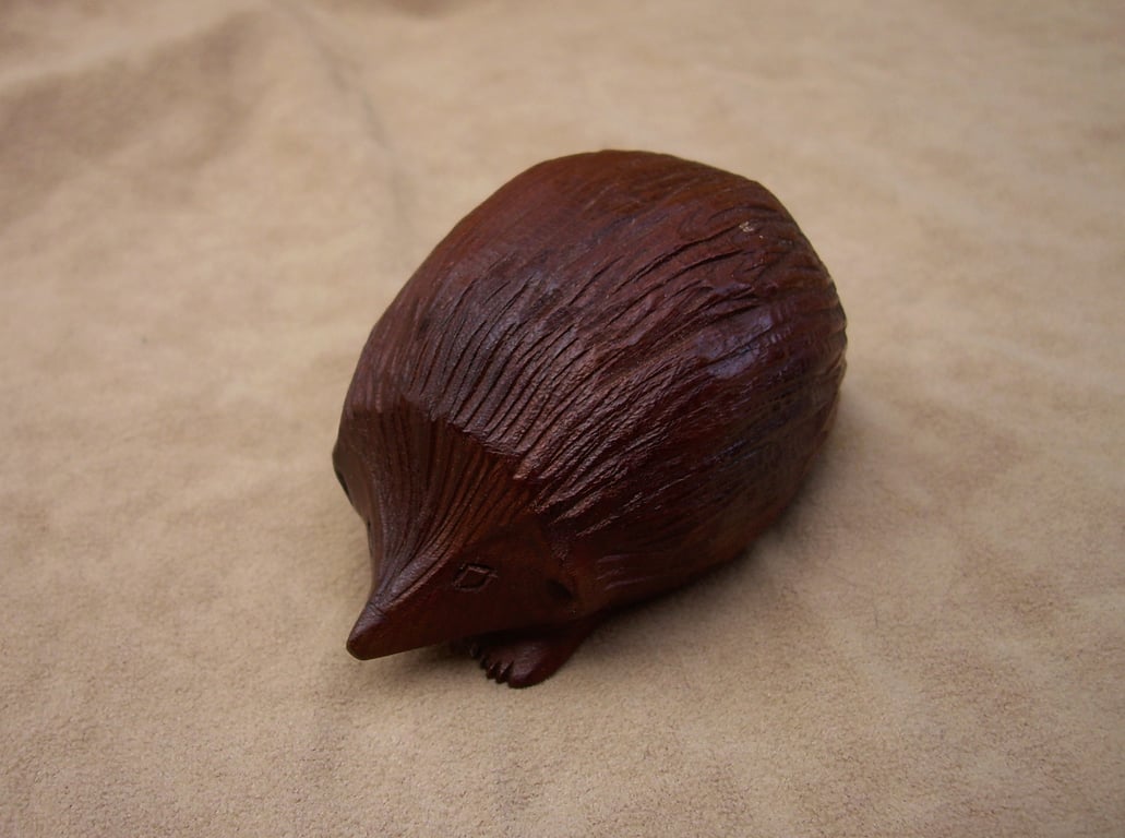 carved wooden tactile hedgehog