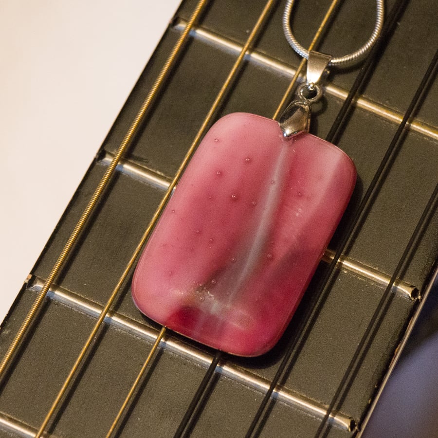 Streaky Plum Fused Glass Pendant - 1246