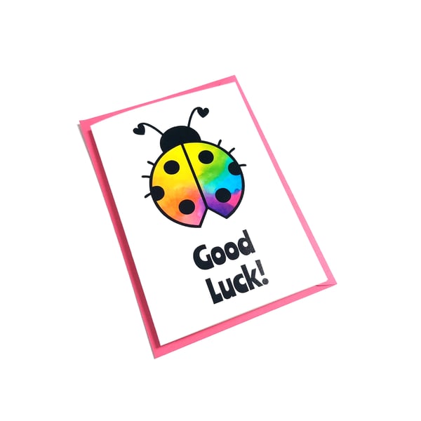 Rainbow Good Luck Card - Lucky Ladybird