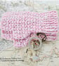 Pink & White Fingerless Mitts, Crochet Hand and Wrist Warmers