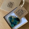  Hand Made Green Tortoiseshell Speckled Porcelain Heart  